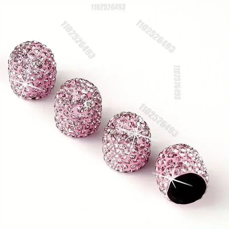 4/2pcs Diamond Crystal Motorcycle Car Tire Valve Caps Shining Dust-proof Wheel Valve Cover Vehicle Bling Valve Cap Styling Toos