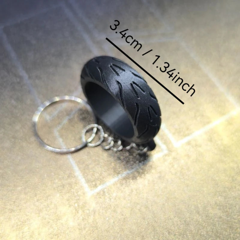 Motorcycle Tire Keychain Key Ring with Wheel Pattern Design for Biker Enthusiasts