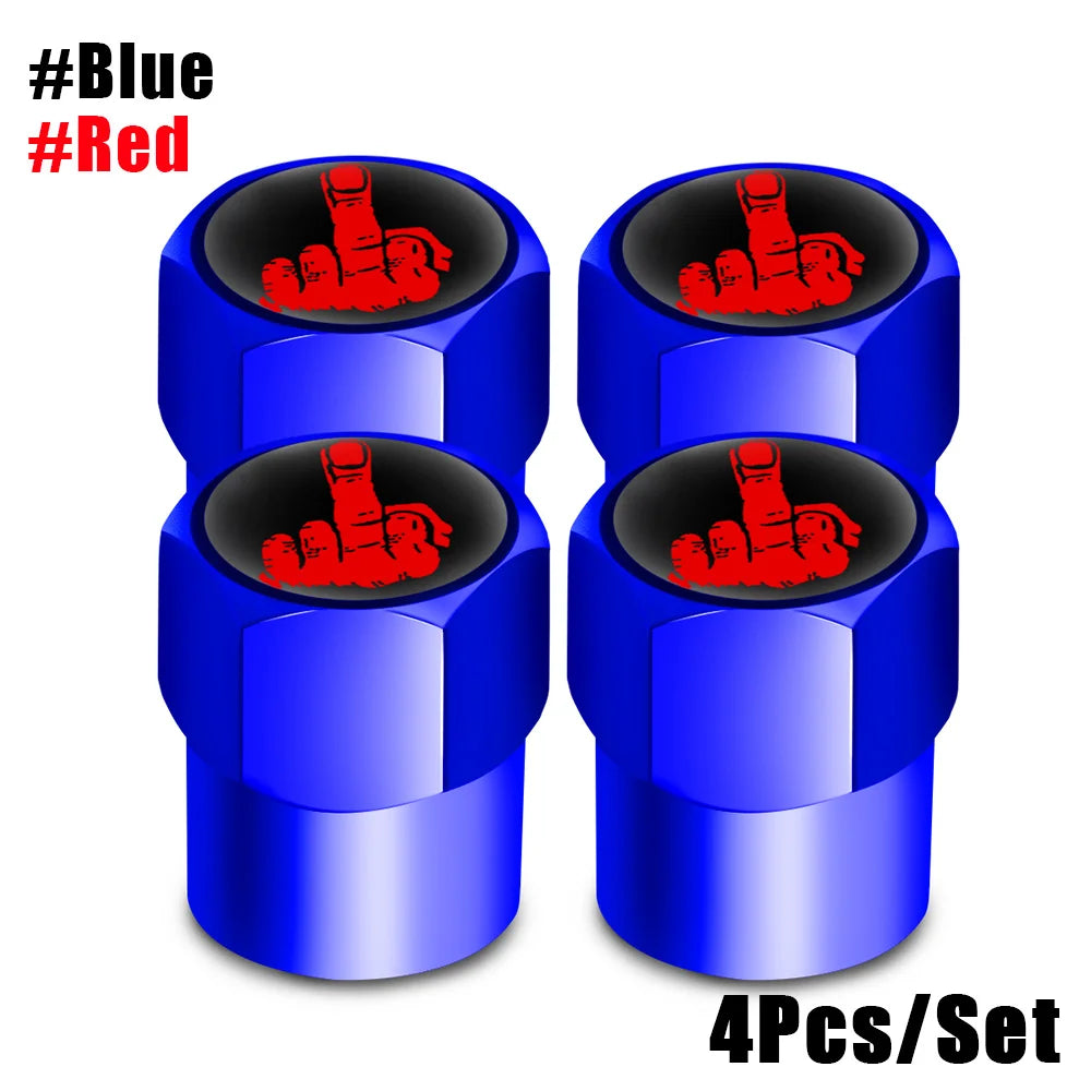 DSYCAR Tire Valve Caps (4 Pcs/Set ) Aluminium Alloy/Copper, Universal Middle Finger Stem Covers for Car, Truck, Motorcycle, Bike