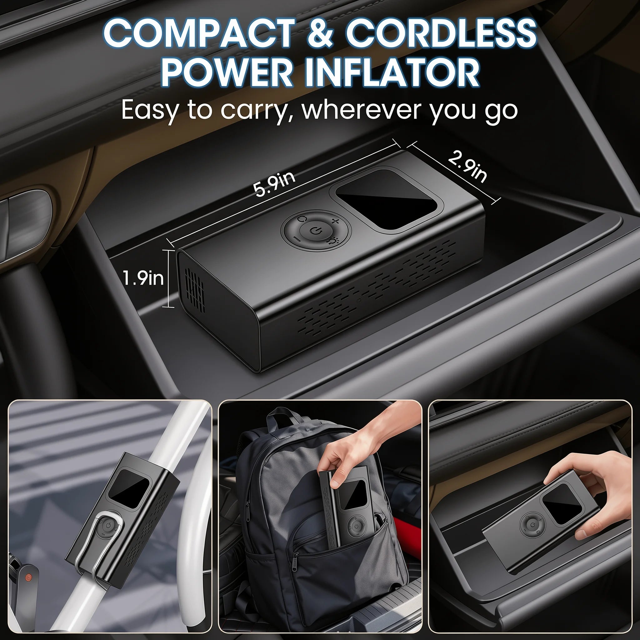 150PSI Portable Air Compressor Wireless Car Tire Inflator Pump Electric Air Pump for Car Tires Bicycle Motorcycle Ball