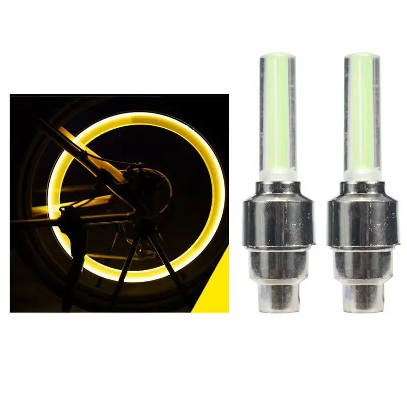 2PCS Bicycle Lights Motion Sensor LED Lights Road MTB Bike Tire Valve Caps Wheel Spokes LED Light Bicycle Accessories Neon Flash