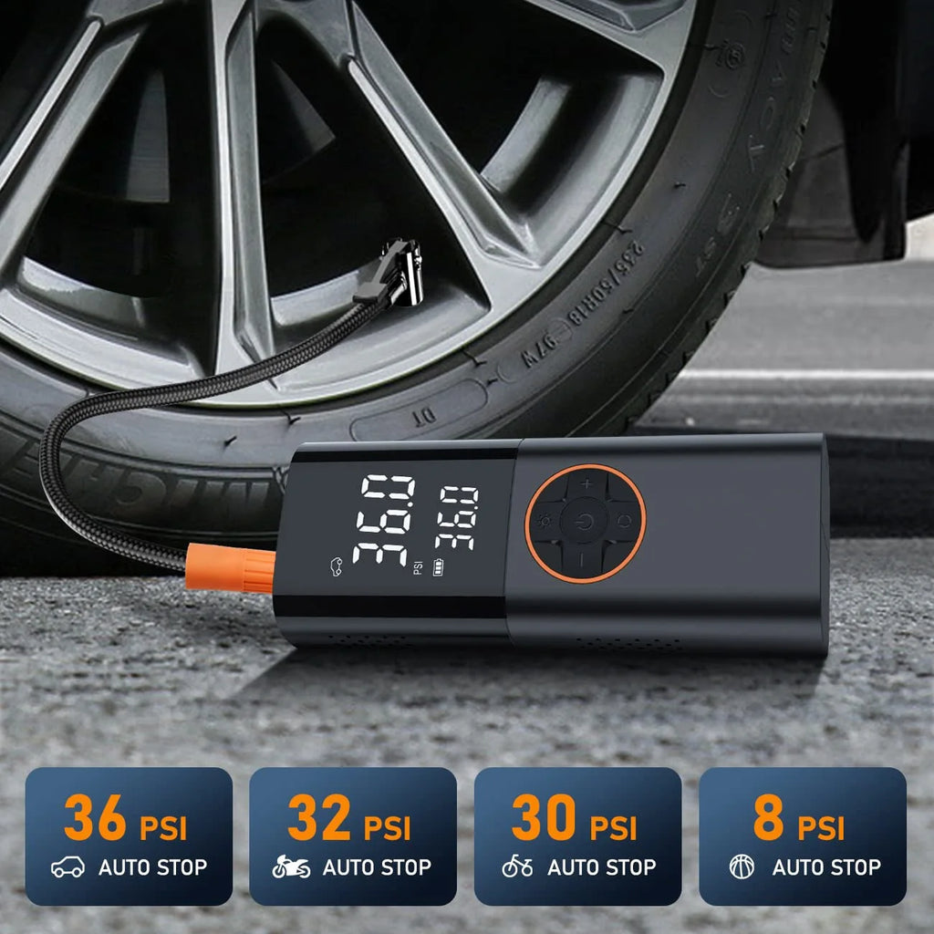 Tire Inflator Portable Air Compressor, Air Pump for Car Tires with LED Lights&Pressure Gauge for Auto, Motorcycles, Bikes, Balls