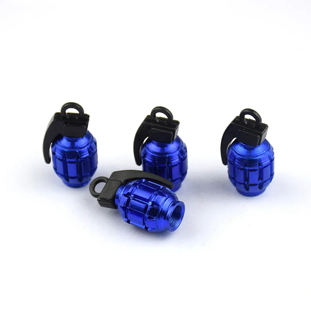 Valve Stem Caps Grenade Styling Universal Aluminum Alloy 4Pcs set Car Truck Motorcycle Wheel Tyre Accessories Bike Bicycle