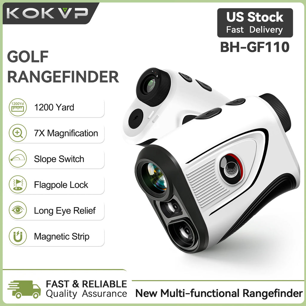 KOKVP Golf Rangefinder 7X 905nm 1200 Yard Multifunctional Rangefinder Monocular Telescope with Slope Compensation Flag Lock Vibration USB Rechargeable for Golfer and Outdoor Measuring
