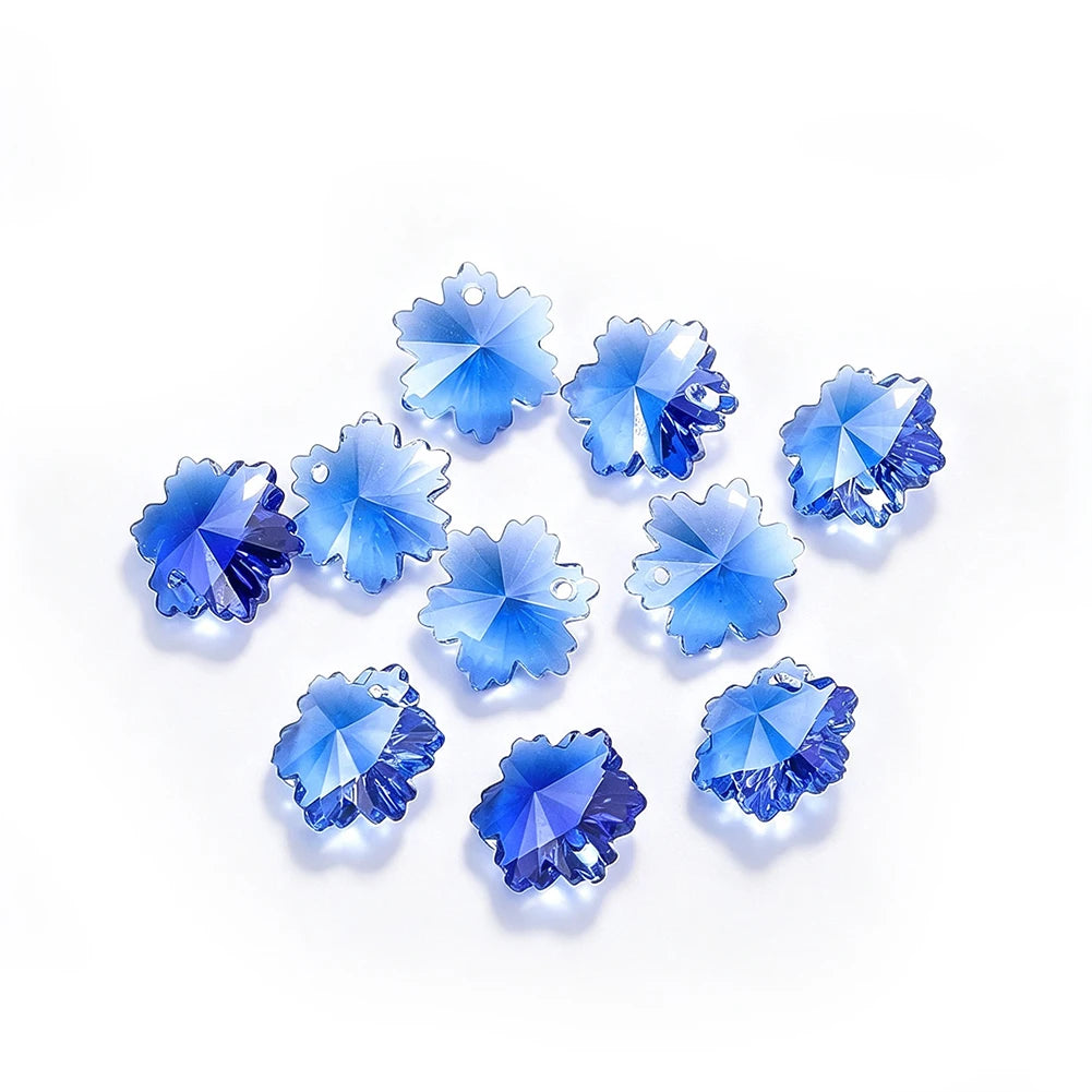 20pcs 14mm Crystal Glass Snowflake Beads DIY Suncatcher Making Supplies Prisms Charms Jewelry Pendant Accessories Single Hole
