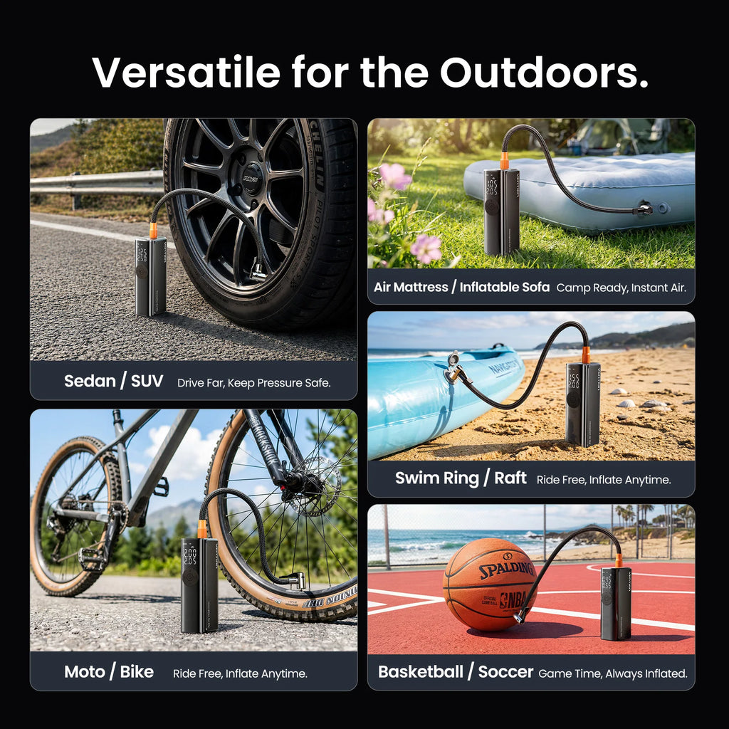 Vention Car Air Pump 5200Mah Portable Air Compressor for Car Motorcycles Bicycle Electric Tire Inflator with LCD Digital Display