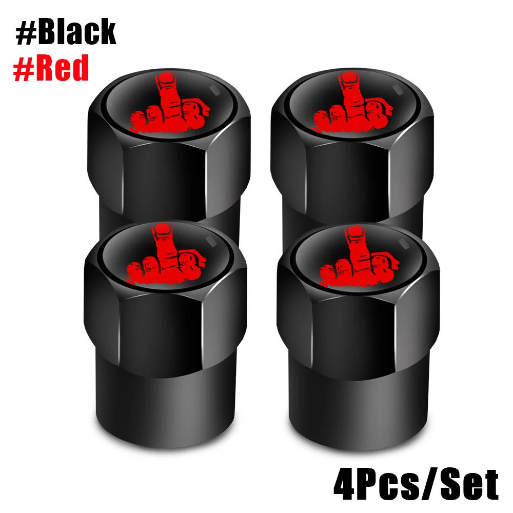 DSYCAR Tire Valve Caps (4 Pcs/Set ) Aluminium Alloy/Copper, Universal Middle Finger Stem Covers for Car, Truck, Motorcycle, Bike