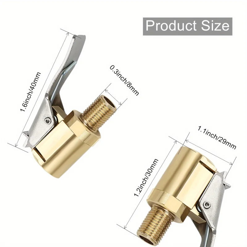Universal Brass Locking Tyre Air Chuck Clip Adapter Automotive Grade Quick Inflation for Car Motorcycle Bike Accessories