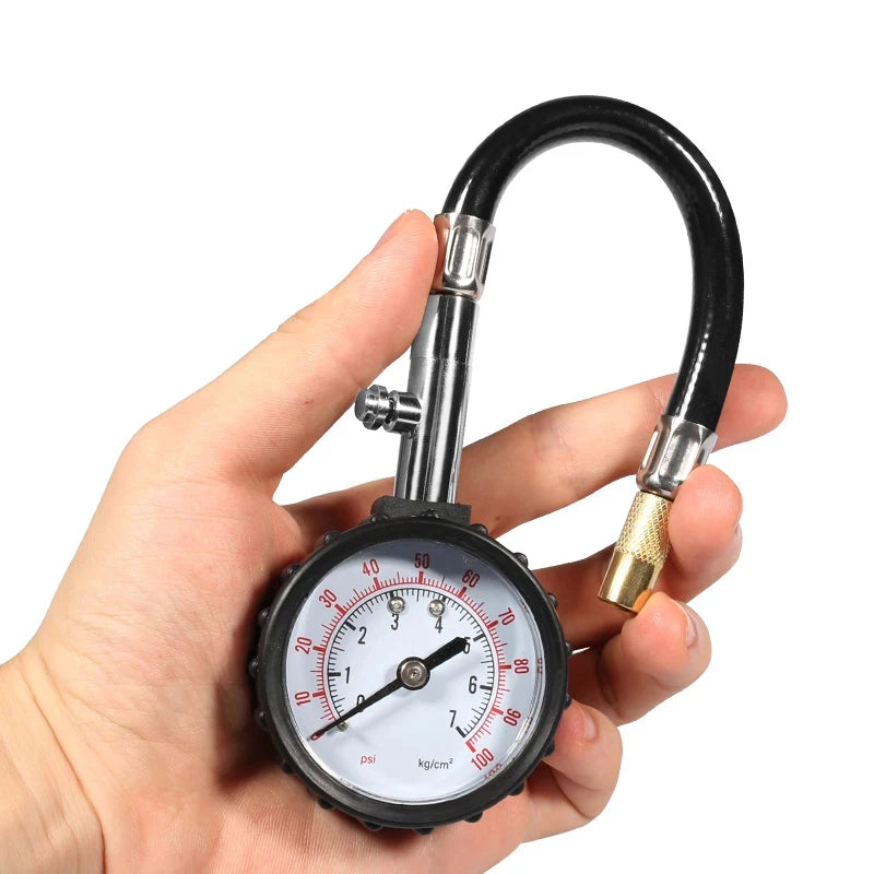 Universal Tire Pressure Monitor, 0-100PSI High Precision Long Tube Tyre Gauge for Car and Motorcycle