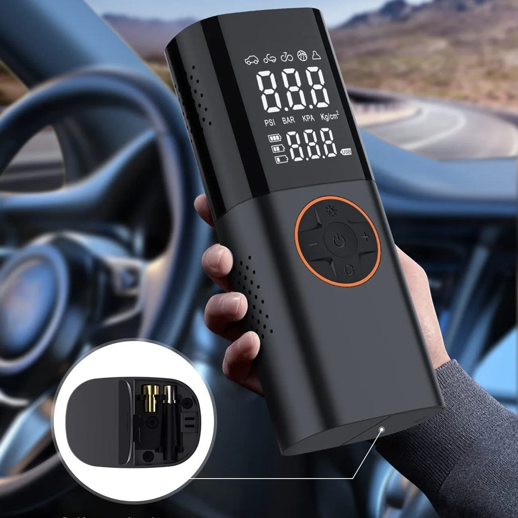 Tire Inflator Portable Air Compressor, Air Pump for Car Tires with LED Lights&Pressure Gauge for Auto, Motorcycles, Bikes, Balls