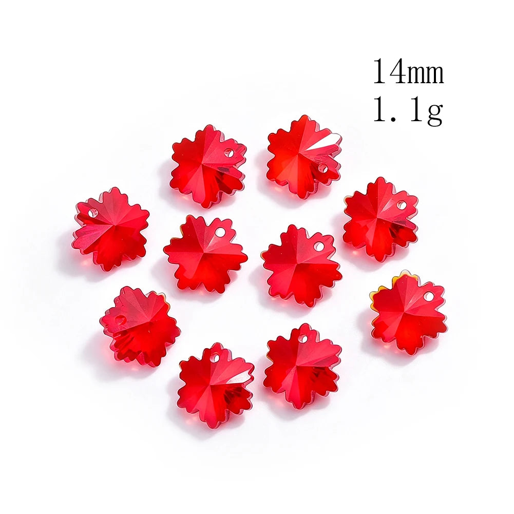 20pcs 14mm Crystal Glass Snowflake Beads DIY Suncatcher Making Supplies Prisms Charms Jewelry Pendant Accessories Single Hole