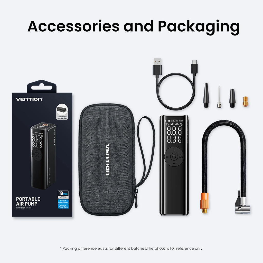 Vention Car Air Pump 5200Mah Portable Air Compressor for Car Motorcycles Bicycle Electric Tire Inflator with LCD Digital Display