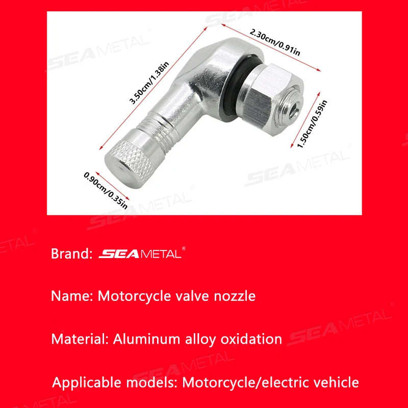 SEAMETAL 1/2pcs Universal Motorcycle Wheel Tire Valves Stem Cap Air Tire Cover 90 Degree CNC Aluminum Tubeless Valve Stems