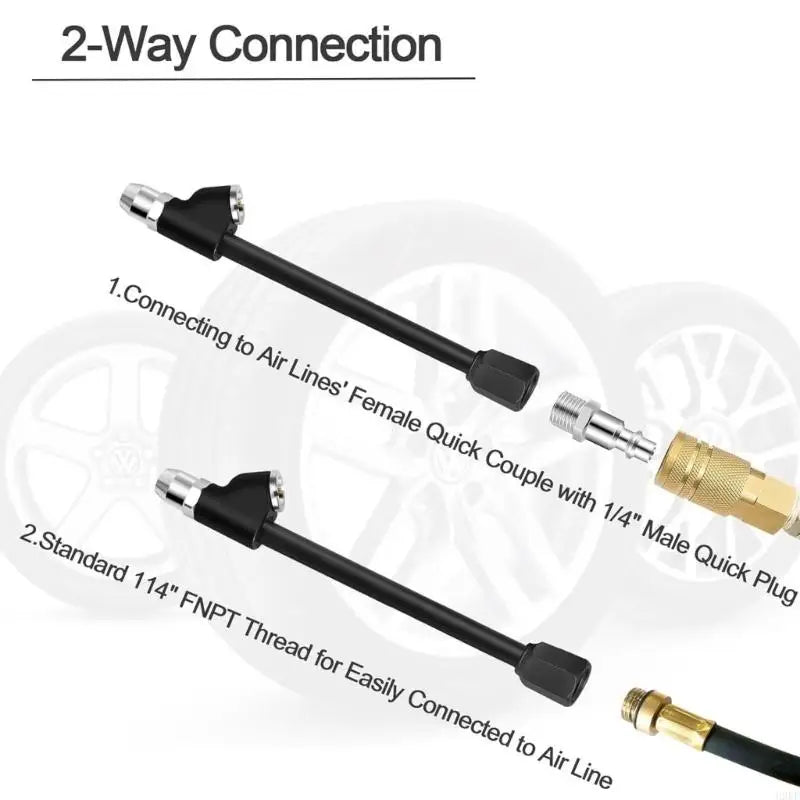 2PCS Heavy Duty Tires Inflation Rod with Quick Connectors Extended Truck Tires Repair Tool for Car & Motorcycle Tires H9EE