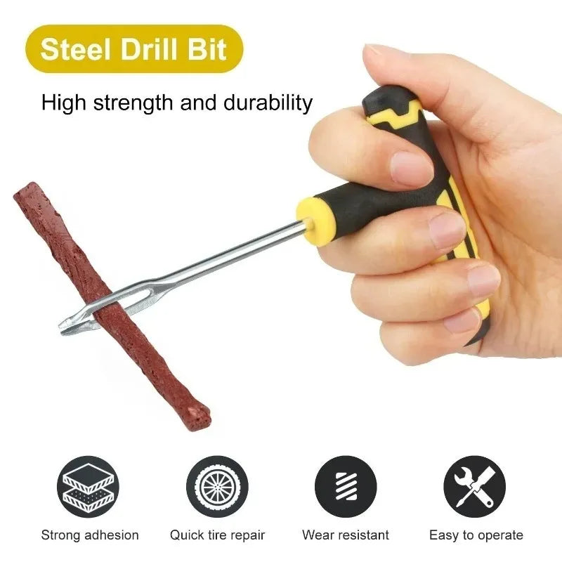 Emergency Heavy Duty Car Tire Repair Kit Multiple Sizes Tubeless Puncture Plug Garage Tools for Auto Bike Motorcycle