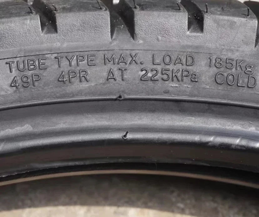 Off road motorcycle tires, front 80/100-19, rear 120/90-16, turtle back large pattern inner and outer tires