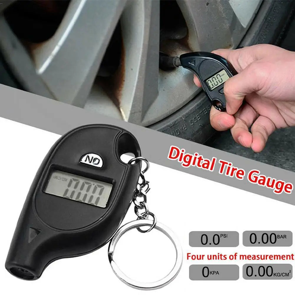 Mini Keychain Style Tire Gauge Digital Lcd Display Car Tire Air Pressure Tester Meter Auto Car Motorcycle Tire Safety Alarm