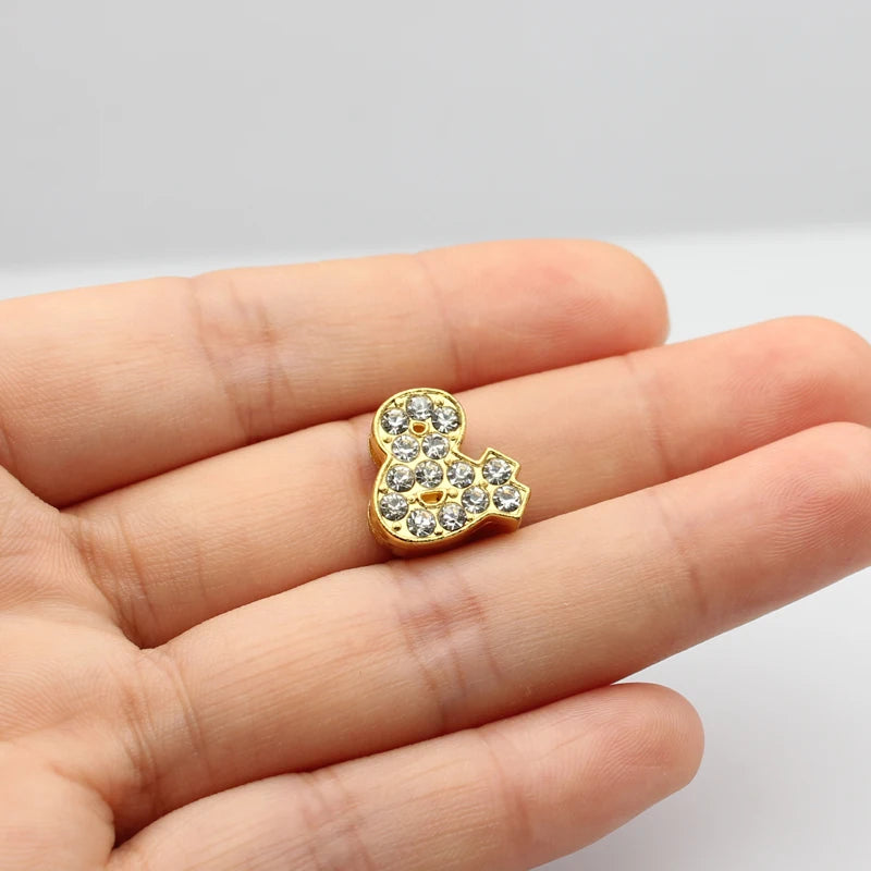 30PC/lot Hole 10MM Heart Star Slide Charm Paw Butterfly Crown DIY Charms for 10mm Bracelet Wristband Jewelry Making