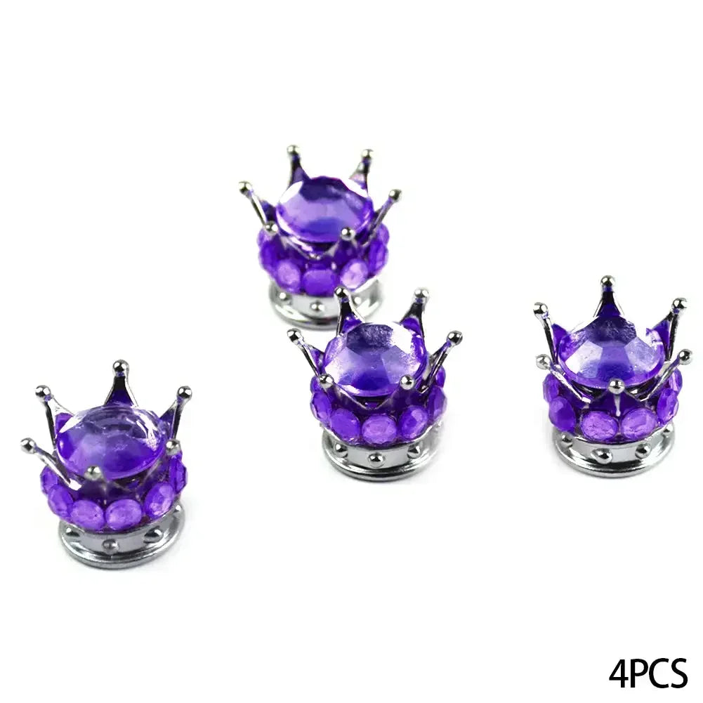 4PCS Car Motorcycle Bicycle Air Cover Car Wheel Tire Valve Caps Cover Crown Shape Bling Diamond Tyre Stem Dust Valve Caps Truck