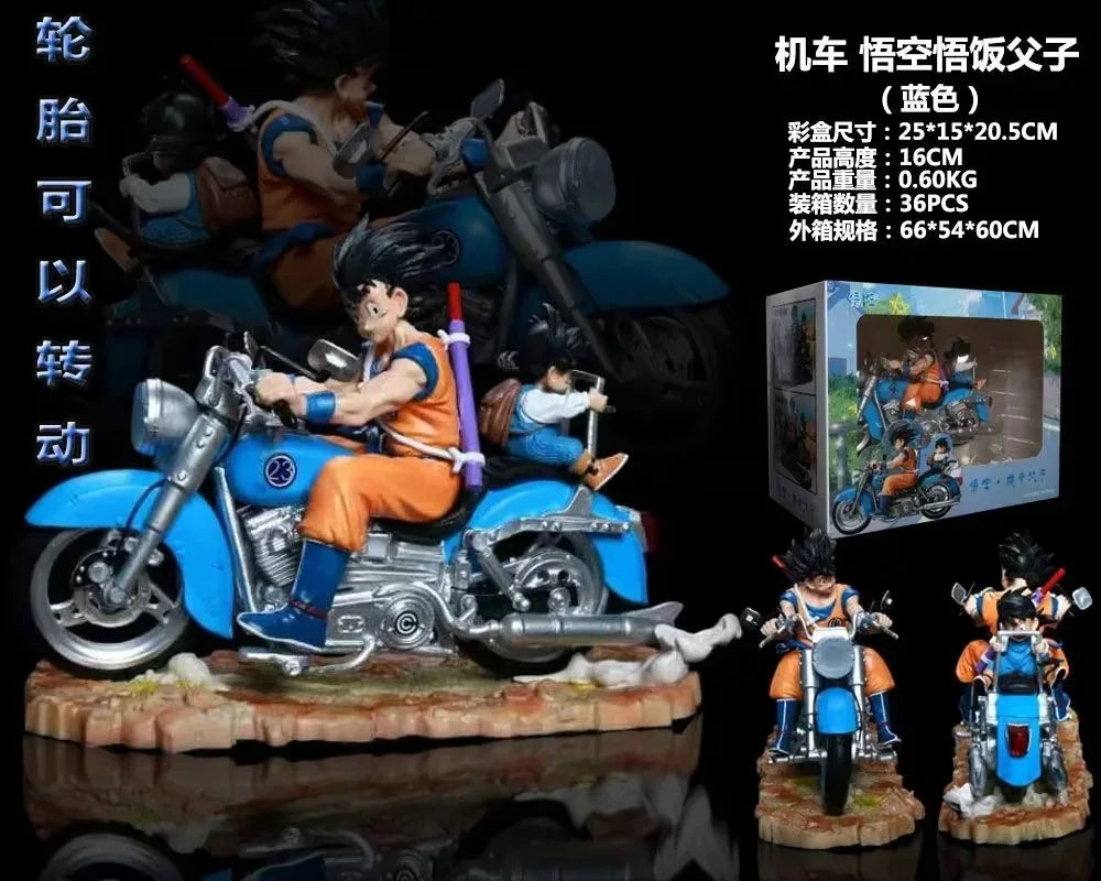 Dragon Ball Super Saiyan Gk Figure Goku Gohan Motorcycle Rotatable Tires Boxed Collectible Model Decor For Anime Collectors