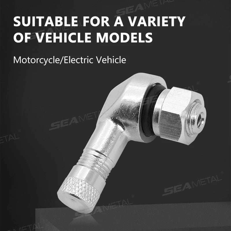 SEAMETAL 1/2pcs Universal Motorcycle Wheel Tire Valves Stem Cap Air Tire Cover 90 Degree CNC Aluminum Tubeless Valve Stems
