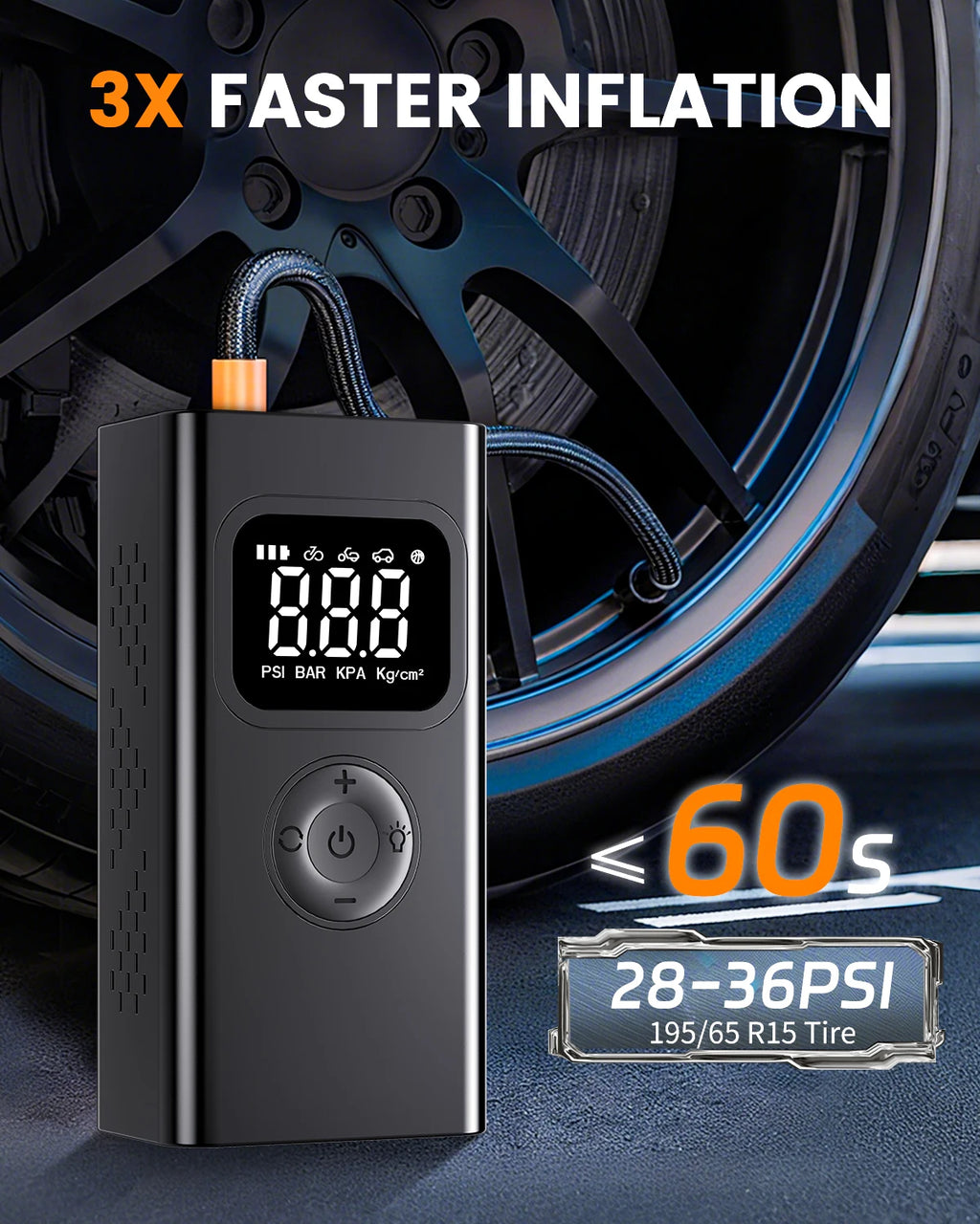 150PSI Portable Air Compressor Wireless Car Tire Inflator Pump Electric Air Pump for Car Tires Bicycle Motorcycle Ball