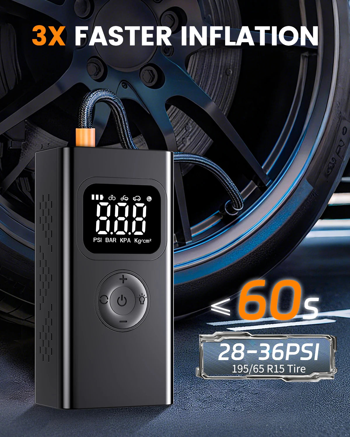 150PSI Portable Air Compressor Wireless Car Tire Inflator Pump Electric Air Pump for Car Tires Bicycle Motorcycle Ball