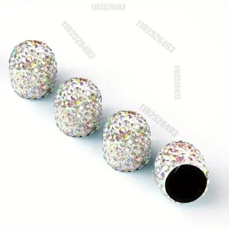 4/2pcs Diamond Crystal Motorcycle Car Tire Valve Caps Shining Dust-proof Wheel Valve Cover Vehicle Bling Valve Cap Styling Toos