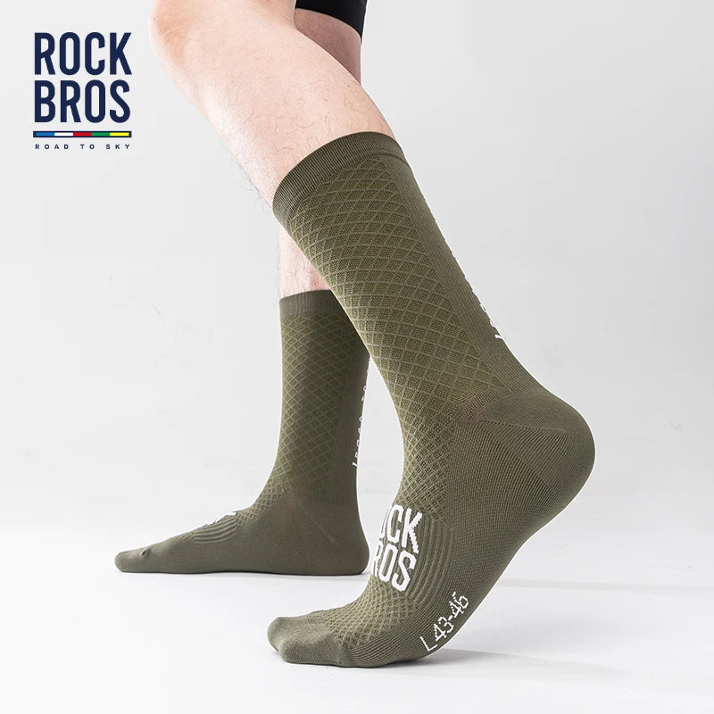 ROCKBROS Cycling Socks Breathable Professional Sport Socks Comfortable High-elastic Outdoor Bicycle Socks shock-absorbing 2Pairs