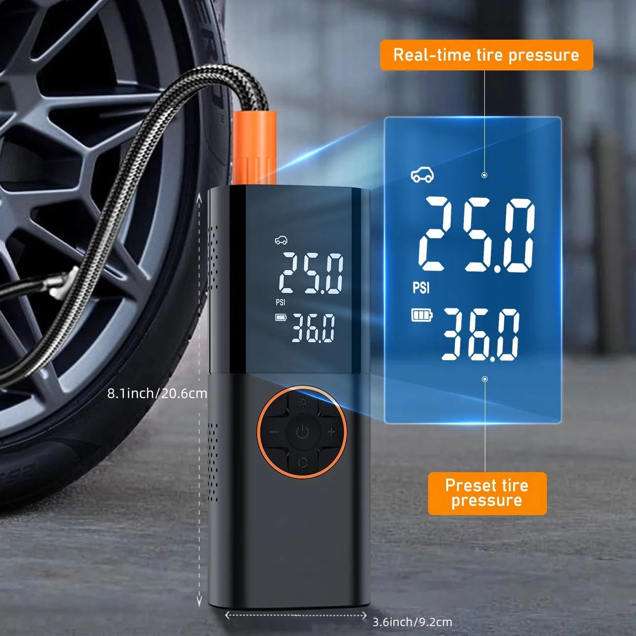 Tire Inflator Portable Air Compressor, Air Pump for Car Tires with LED Lights&Pressure Gauge for Auto, Motorcycles, Bikes, Balls