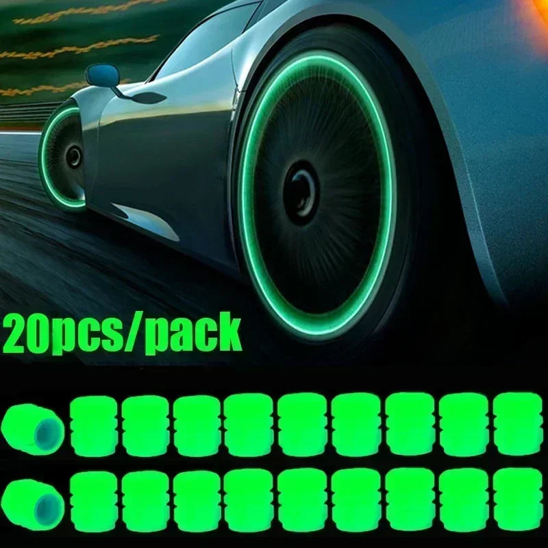Motorcycle, bicycle wheel hub, valve cap, car luminous tire, valve cap, fluorescent green blue luminous