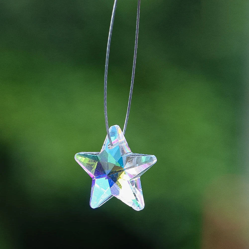 10pcs 20mm Crystal Beads DIY Suncatcher Making Pendant Moon Star Chandelier Parts Lamp Bead Charms for Necklace Earrings Jewelry