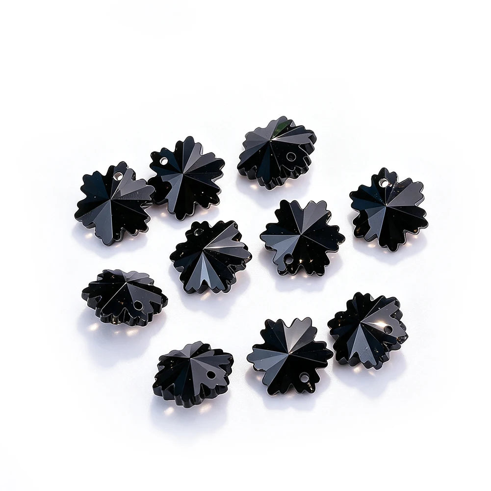 20pcs 14mm Crystal Glass Snowflake Beads DIY Suncatcher Making Supplies Prisms Charms Jewelry Pendant Accessories Single Hole