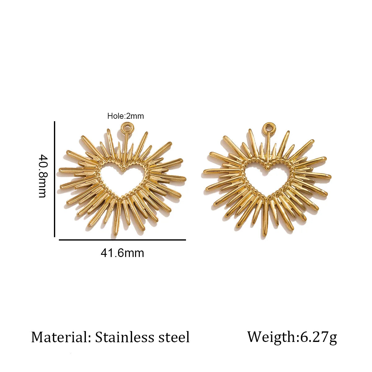 5Pcs PVD Gold Stainless Steel Heart Charms Boho Enamel Sunflower Pendants For DIY Jewelry Findings For Bracelet Necklace Making