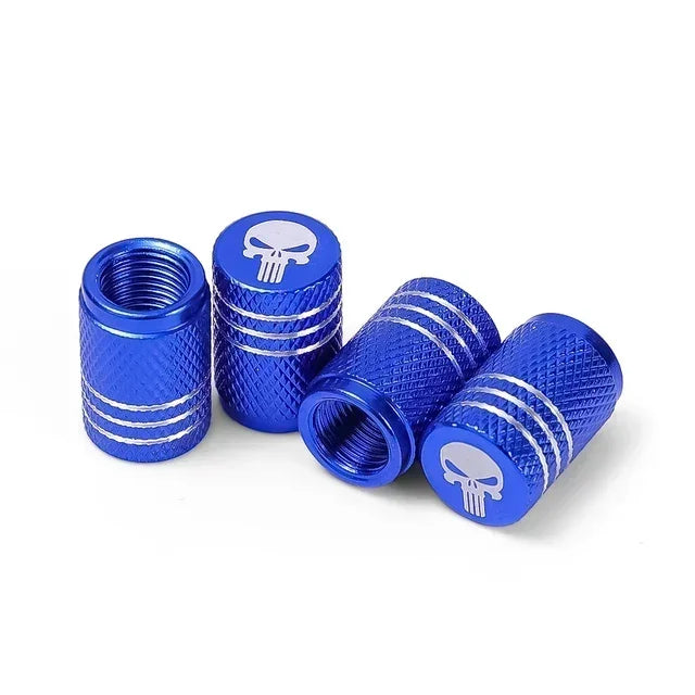 NEW 4pcs Skull Pattern Tire Valve Caps Decor Car Motorcycle Bike Aluminum Alloy Dustproof Cover Wheel Tyre Stem Valve Cap