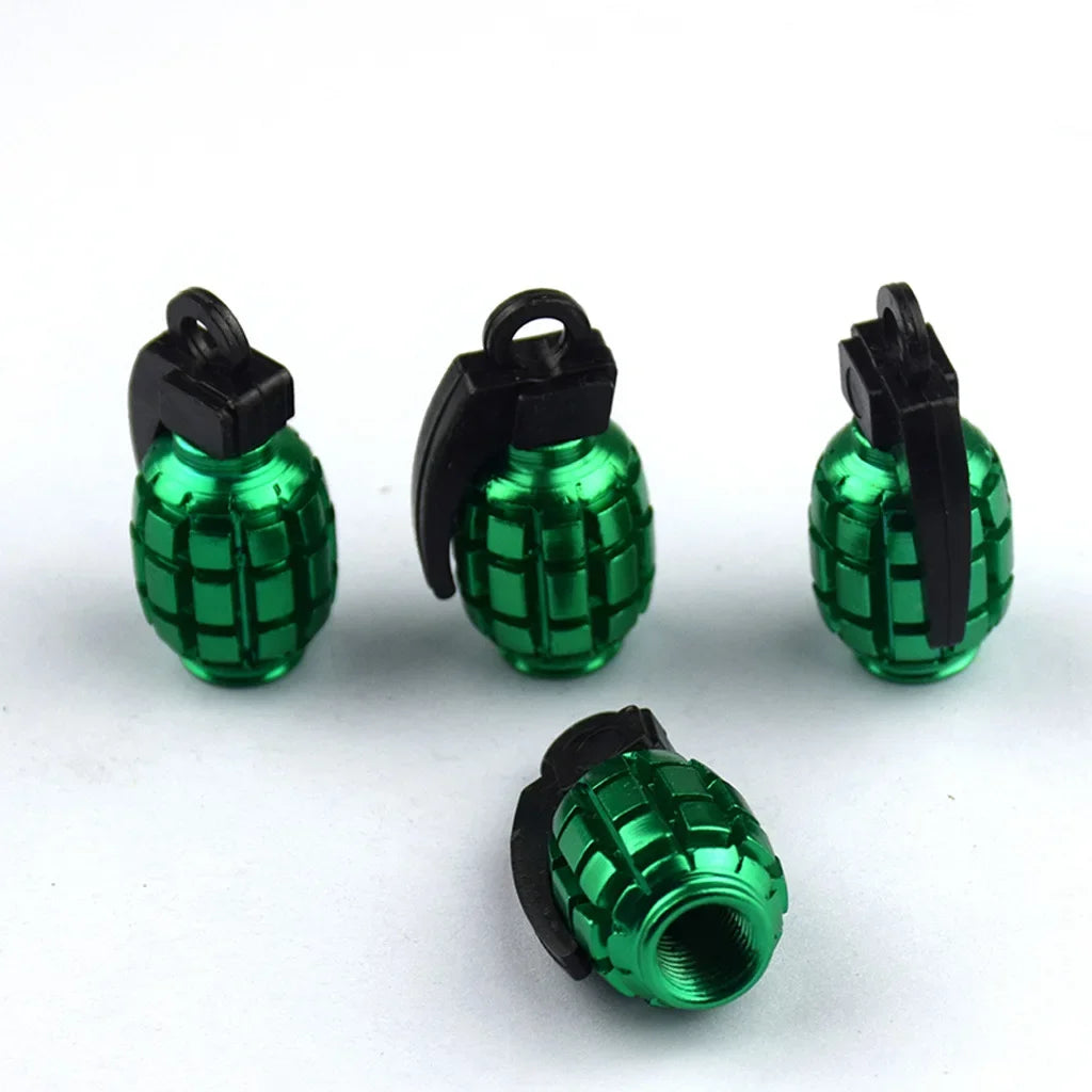 Valve Stem Caps Grenade Styling Universal Aluminum Alloy 4Pcs set Car Truck Motorcycle Wheel Tyre Accessories Bike Bicycle