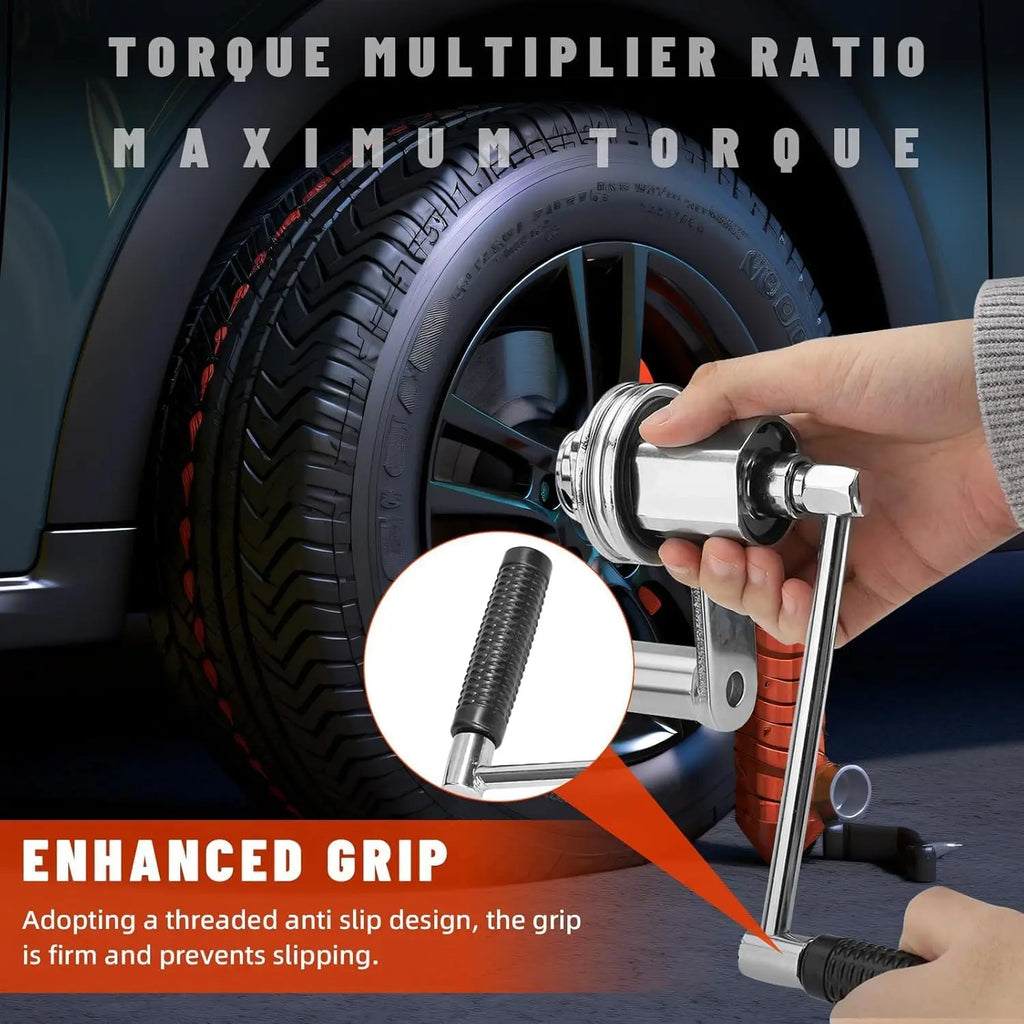 Torque Multiplier Set 1/2” 17mm/19mm/21mm/22mm Sockets,Labor Saving Lug Nut Remover Hand Wrench Kit for  Motorcycle Tire Repair