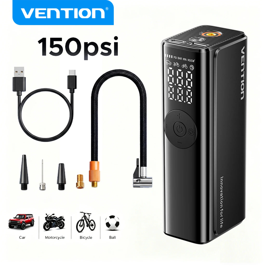 Vention Car Air Pump 5200Mah Portable Air Compressor for Car Motorcycles Bicycle Electric Tire Inflator with LCD Digital Display