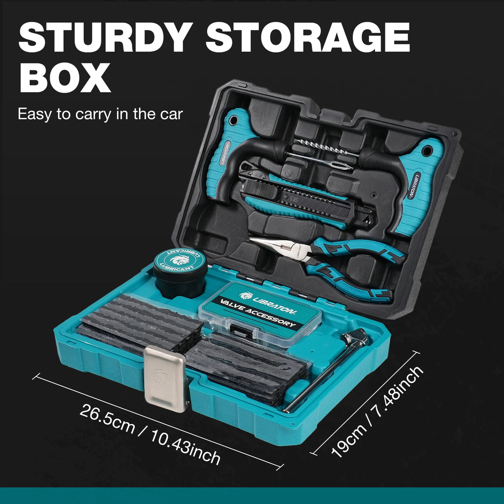 Libraton 78PCS Car Tire Repair Kit Heavy Duty Professional Tire Plug Kit Repair Tools For Fix Car Motorcycle SUV Truck Tire Plug