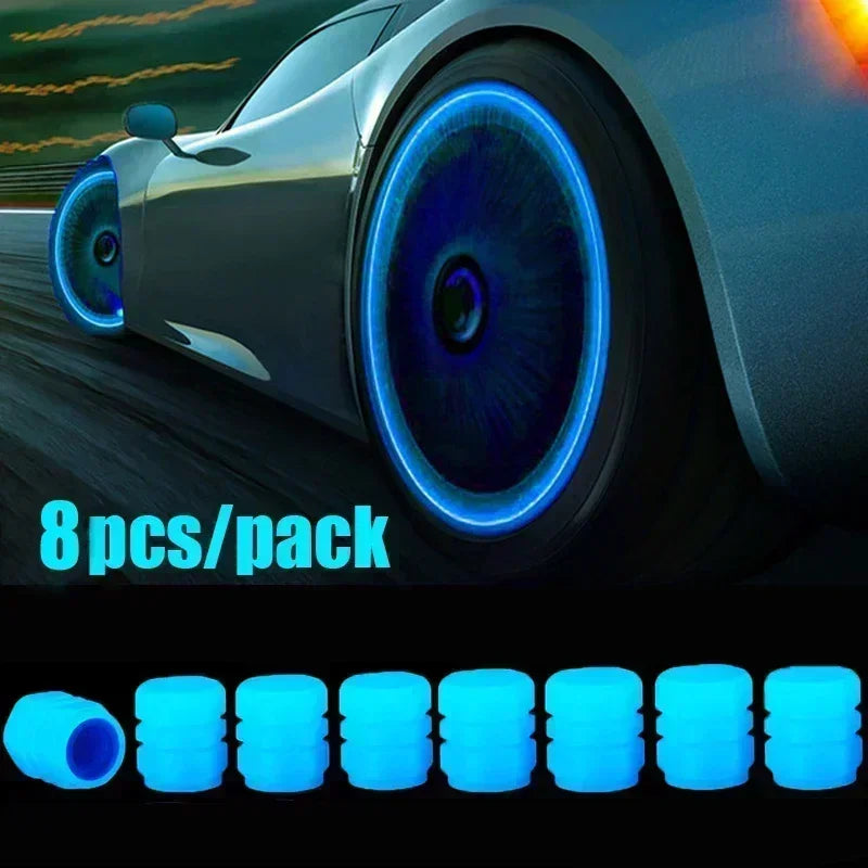 Motorcycle, bicycle wheel hub, valve cap, car luminous tire, valve cap, fluorescent green blue luminous