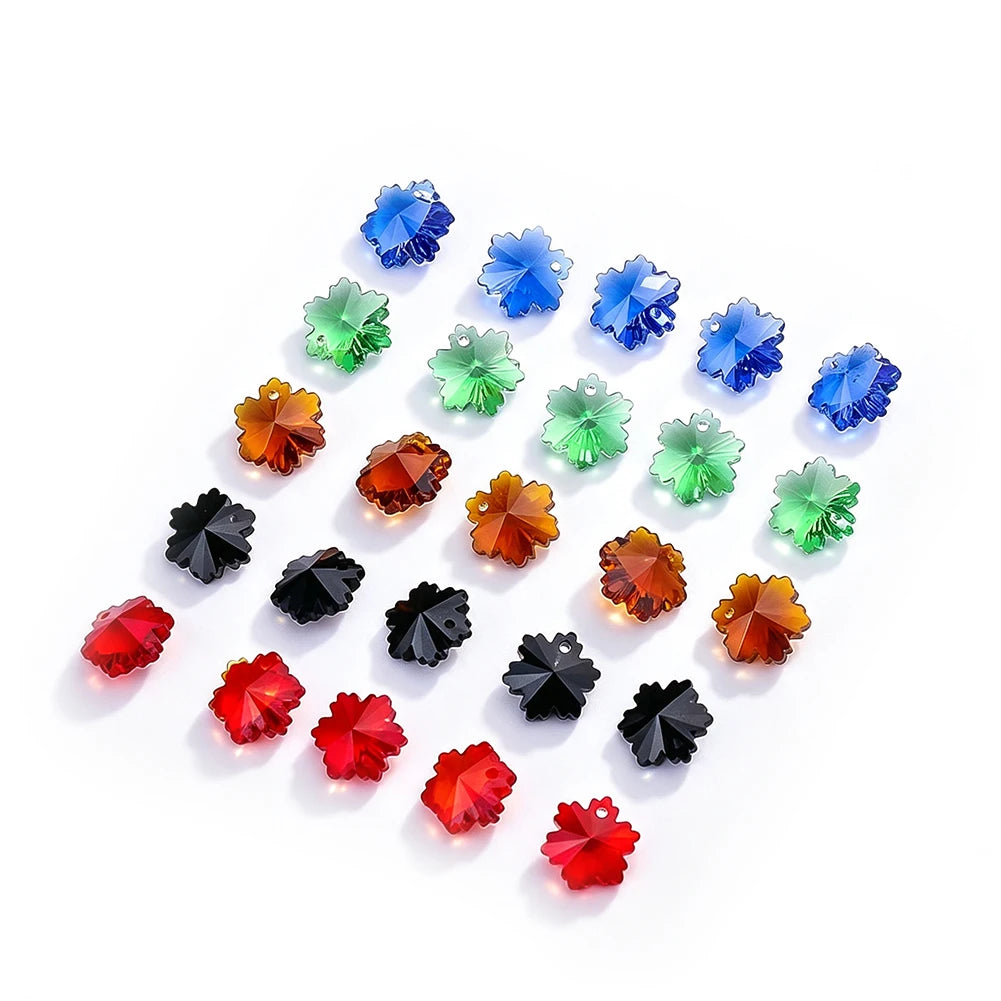 20pcs 14mm Crystal Glass Snowflake Beads DIY Suncatcher Making Supplies Prisms Charms Jewelry Pendant Accessories Single Hole
