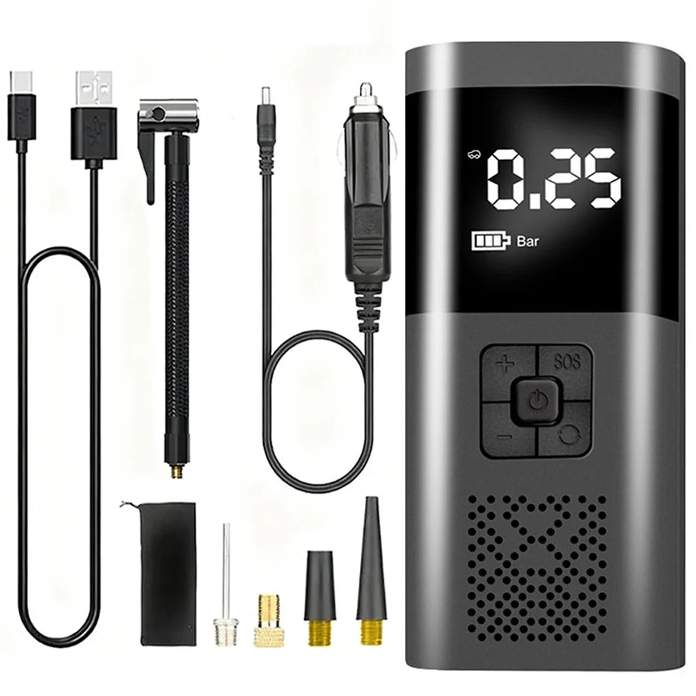 Motorcycle air pump, smart wireless digital tire inflator, emergency air compressor suitable for motorcycles, cars, and bicycles