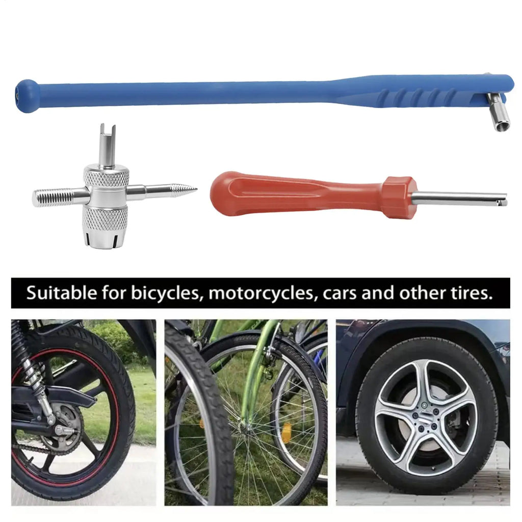 3pcs/set Car Valve Stem Removal Tool Motorcycle Tire Valve Remover Metal Puller Wrench For Motorcycle Car Bike Tire Repair Tool