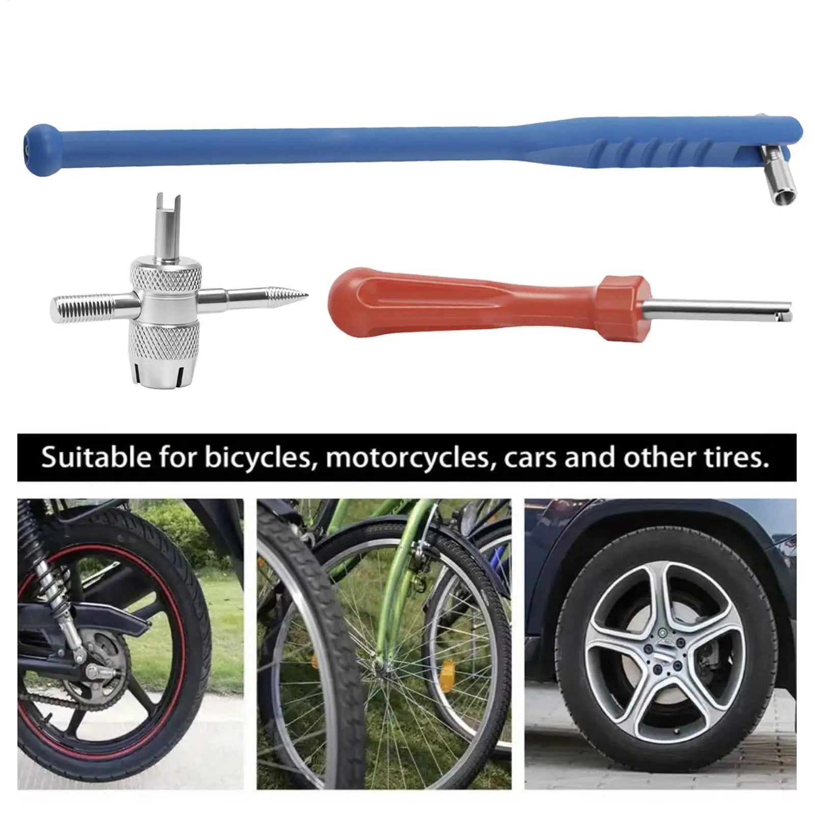 3pcs/set Car Valve Stem Removal Tool Motorcycle Tire Valve Remover Metal Puller Wrench For Motorcycle Car Bike Tire Repair Tool