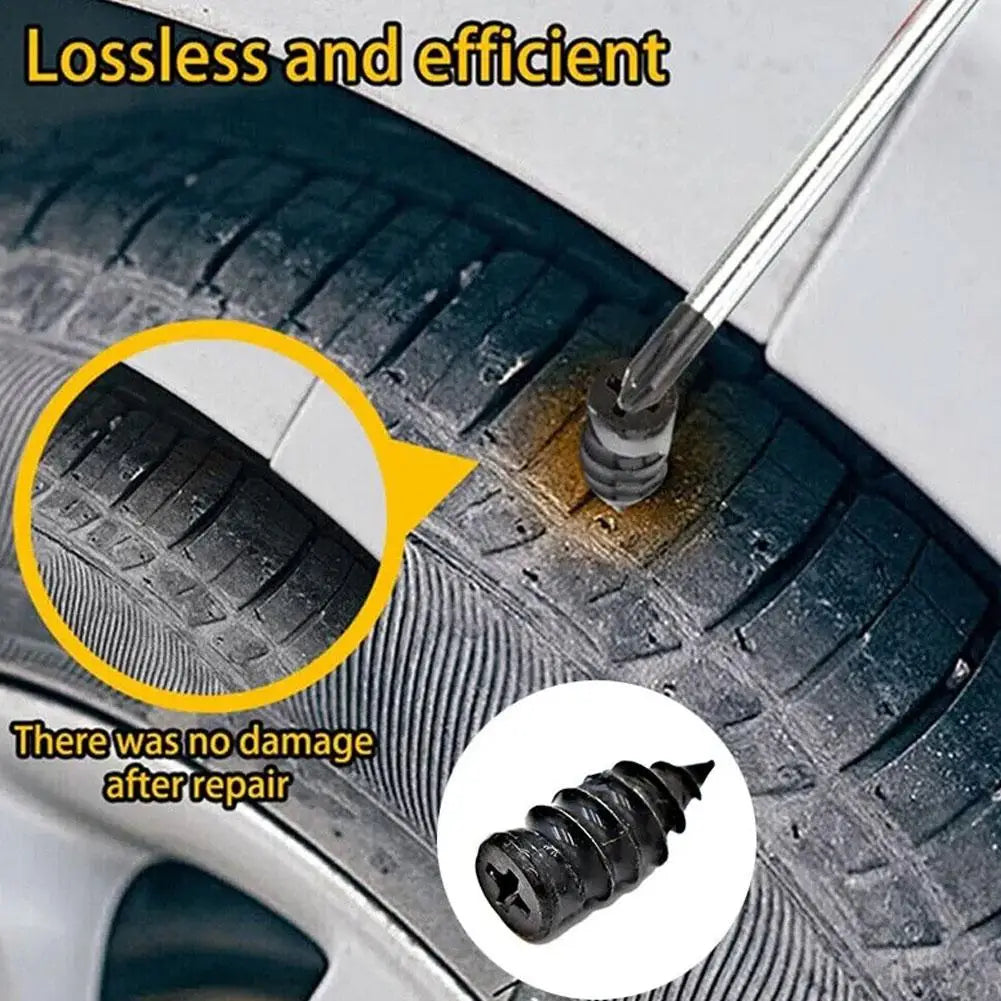 Car Vacuum Tyre Repair Nails Tool Set Rubber Tire Puncture Repair Kit with Repair Glue for Cars Truck Motorcycle
