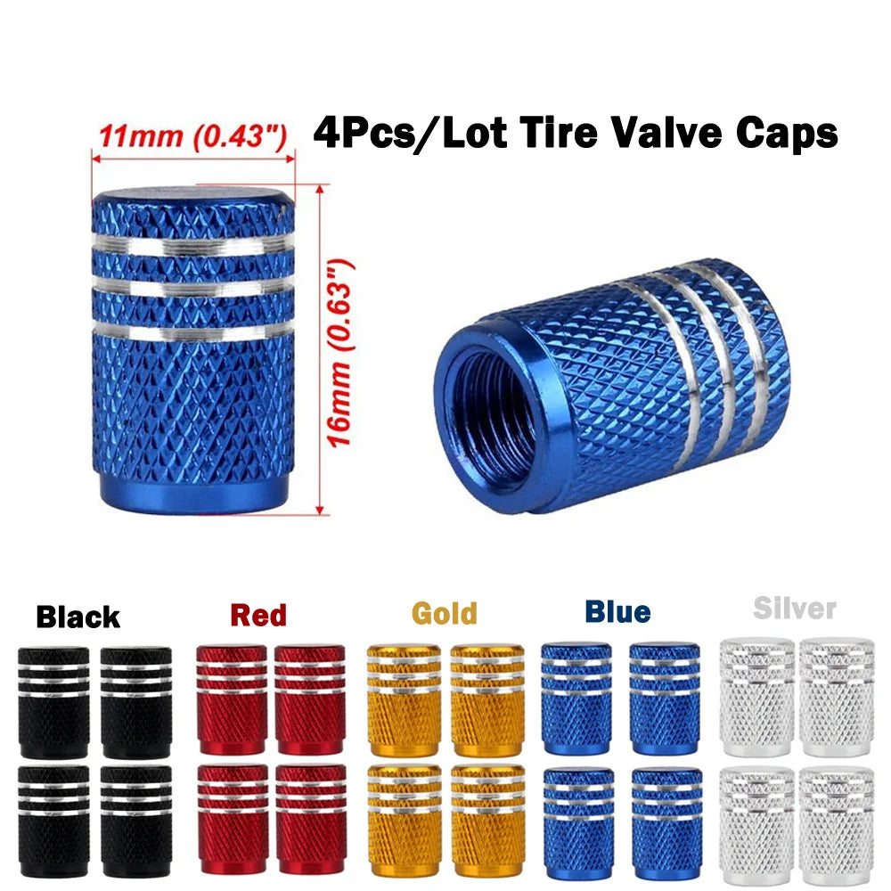 DSYCAR 4Pcs/Lot Universal Alu-Alloy Tire Valve Caps for Car Truck Motorcycle Bicycle Valve Stem Cover Tire Accessories