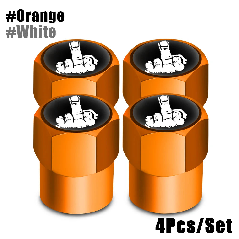DSYCAR Tire Valve Caps (4 Pcs/Set ) Aluminium Alloy/Copper, Universal Middle Finger Stem Covers for Car, Truck, Motorcycle, Bike