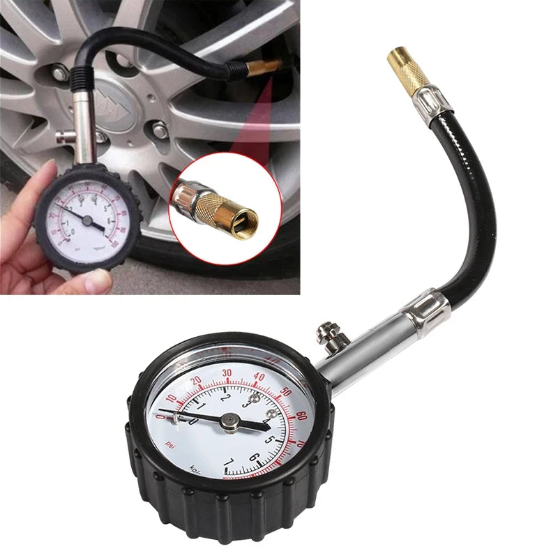 Universal Tire Pressure Monitor, 0-100PSI High Precision Long Tube Tyre Gauge for Car and Motorcycle