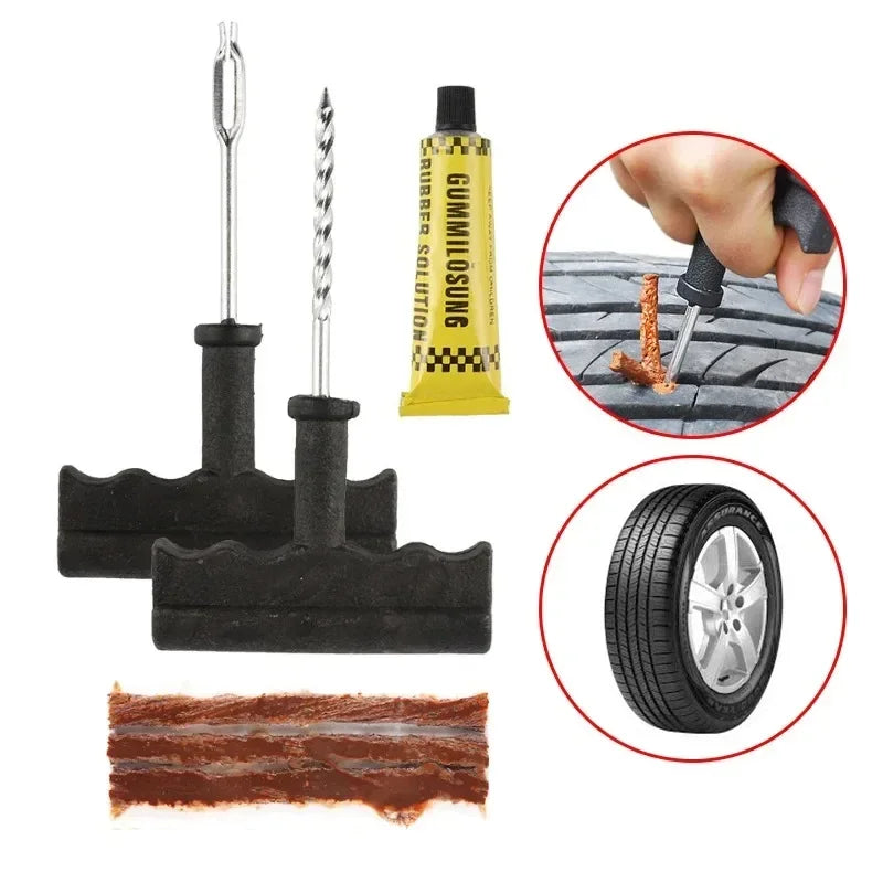 Roadside Emergency Tubeless Tire Puncture Repair Kit Rubber Plugs Insertion Tools for Auto Motorcycle Truck SUV ATV
