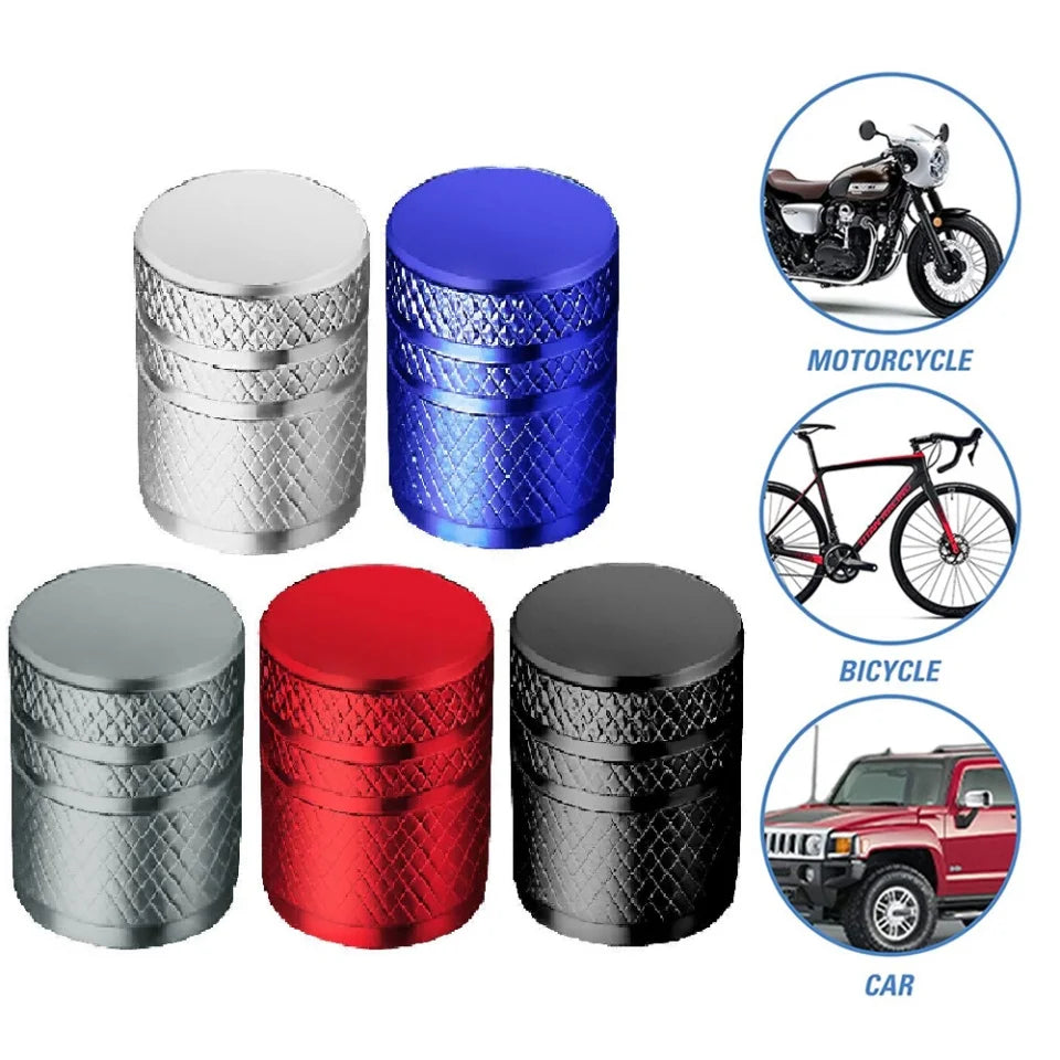 Aluminum Alloy Car Tire Valve Caps with Plastic Liner Universal Auto Motorcycle Bike Valve Dustproof Cover for Schrader Valve